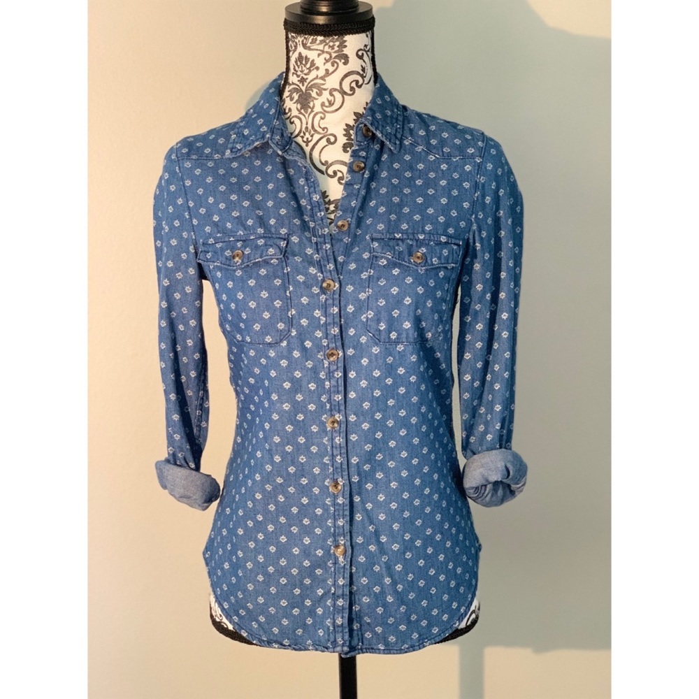 Patterned Denim Button Down